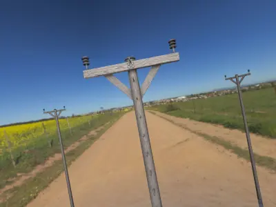 Wooden Electric Pole With Ladder - Object 014 Low-poly 3D model