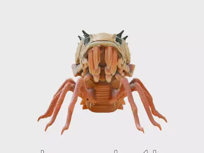 Insectoid Monster Creature Model with Spiked Shell Low-poly 3D model