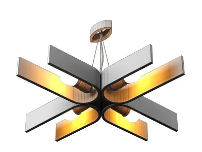 Hanging lamp with natural wood 3D model