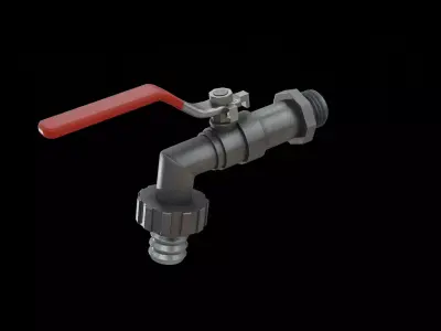 Valve Tap red Low-poly 3D model