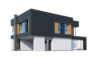 Modern house Brickstone with BLENDER file 3D model