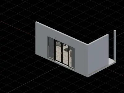 Isometric Living Dining Room With Yellow Sofa 3D model