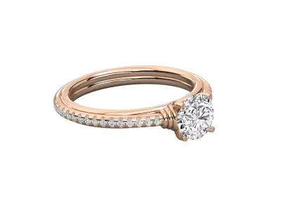 Pave Solitaire Diamond Ring CAD Design with Rope Style Prongs 3D print model