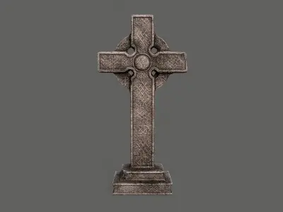Old celtic cross gravestone 3D model