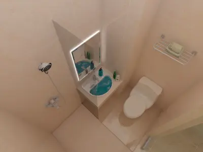 3D model bathroom hotel class 3D model