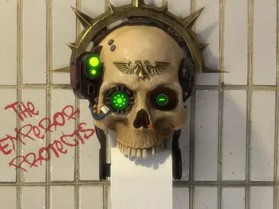 Sci-fi Skull toilet paper holder 3D model