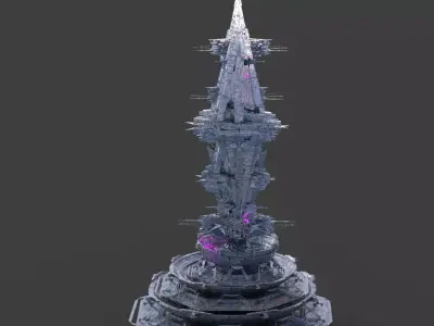 Deep Sea Sci fi whale Rig  tower 7  3D model
