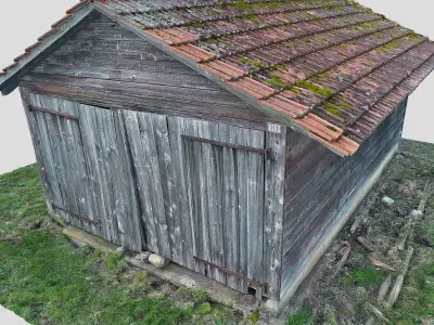 Wooden swiss barn 8k scan 005 3D model