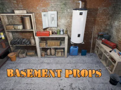 Basement Props Unreal Asset Low-poly 3D model