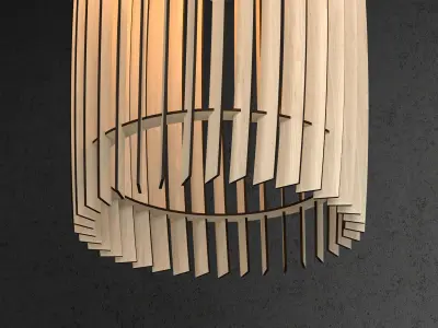 Wood Pendant Lamp 3 3D model