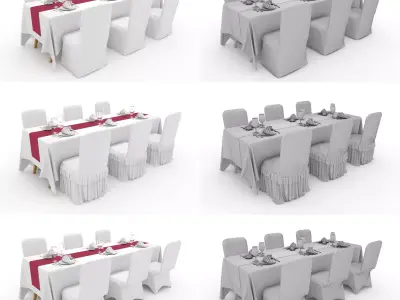 Collection Banquet Table and Chair 33 3D Model Pack