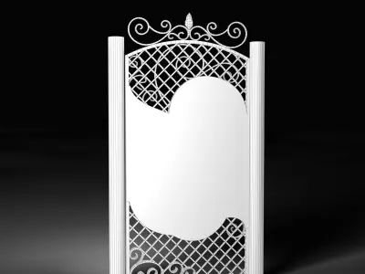 Wrought Iron Gate with Decorative Scrollwork 3D model