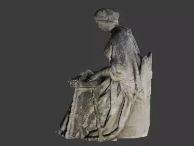 french classical sitting woman statue Low-poly 3D model
