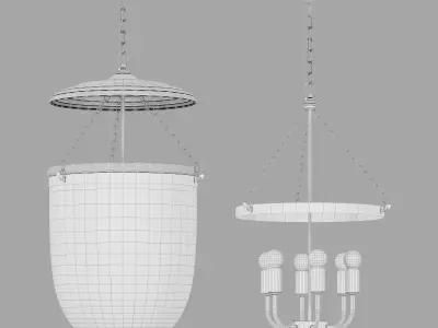 Flamant ruford glass 6 lamps chandelier 3D model