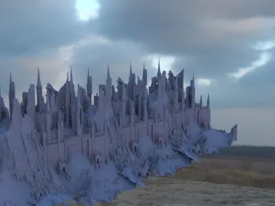 Mordor style fortress wall 3D model