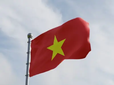 Animated Vietnam Flags 3D model