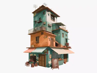 Stylized House 04 Low-poly 3D model
