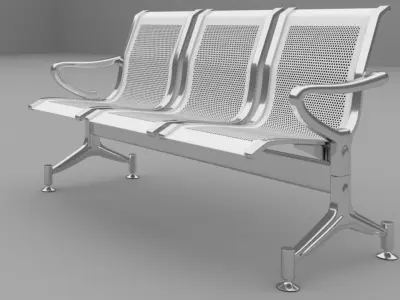 3 seater metal chair 3D model