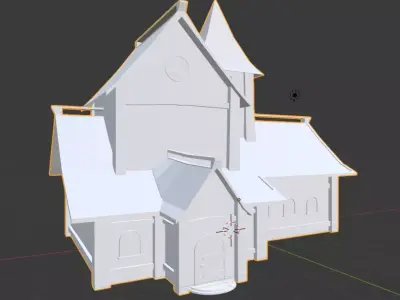 Low Poly fantasy Medieval House blender Low-poly 3D model