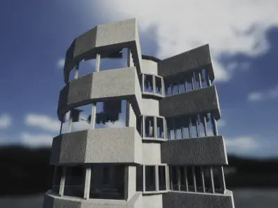 Modelo de edificio diferenciado  Low-poly 3D model