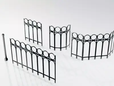 modular metal fence no 2 3D model