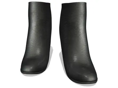 Black Leather Side Zipped Ankle Boots Low-poly 3D model