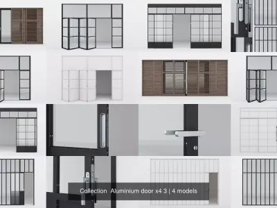 Collection  Aluminium door x4 3 3D Model Pack