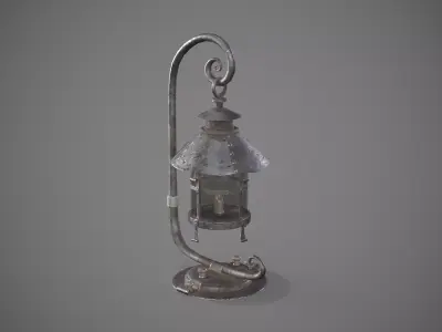 Forged Lantern on Stand Low-poly 3D model