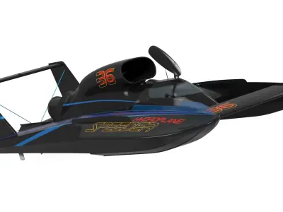  Jet Hydroplane Racing Boat Black Rigged 