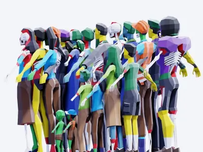 Low Poly Zombies - Animated and Rigged Low-poly 3D model