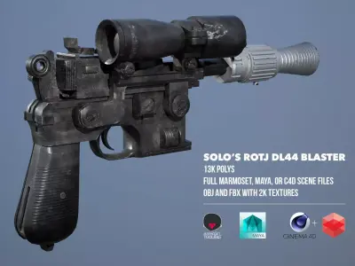 DL44 Blaster based on Original Star Wars ROTJ Prop Low-poly 3D model
