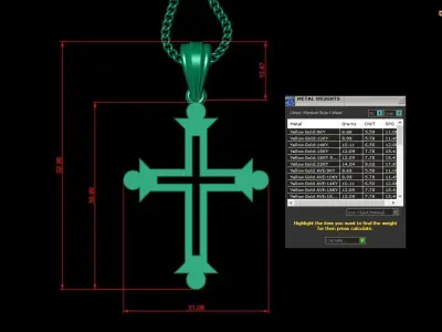 High Cross Pendant Light Gold 18K 4CP033 3D print model