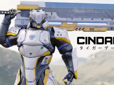 Low Poly - Cybernetic Soldier Cindaku Low-poly 3D model