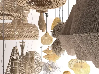 Wabi - sabi Boho pendant light collection 2 3D model