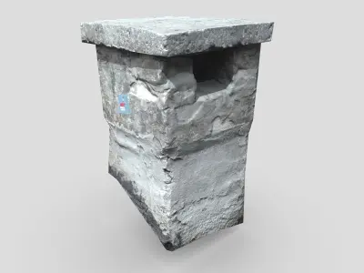 Game Ready Lowpoly Pack 1 concrete block with holes in it Low-poly 3D model