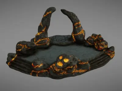 Shrine rock with flames Low-poly 3D model