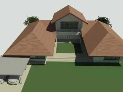 Tropical U house 3D model
