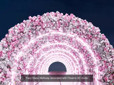 Fairy entrance walkway decorated with flowers 3D Model Pack