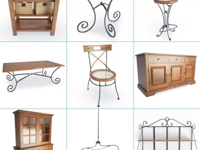 French Luberon Wooden Collection 3D model