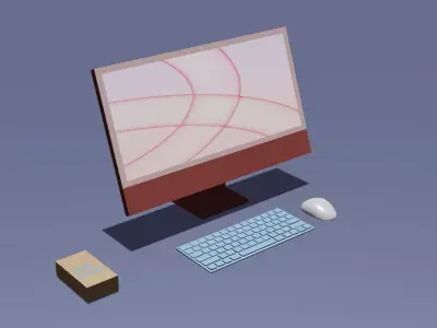 Apple iMac 2021- Red White Free 3D model