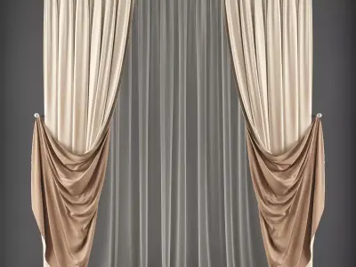 Curtains curtain with drapes Low-poly 3D model buy