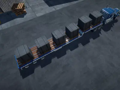 80s Semitruck dropdeck trailer unity asset Low-poly 3D model