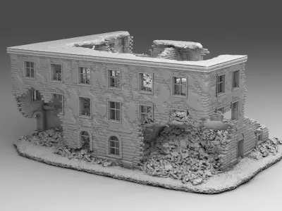 Destroyed house 3D print model