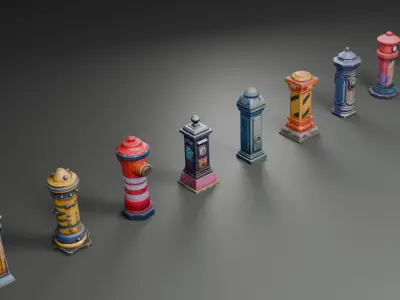 Stylized Bollards 3D model