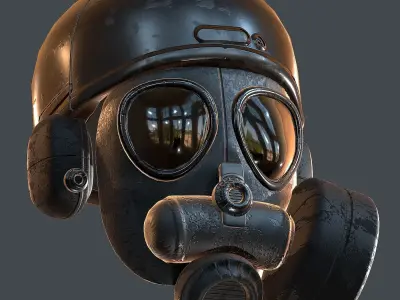 Gas mask helmet 3d model scifi Low-poly  Low-poly 3D model