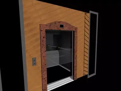 Elevator with glass door 3D model