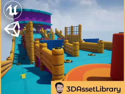 Fun Obstacle Course Vol 1 For Unreal And Unity Low-poly 3D model