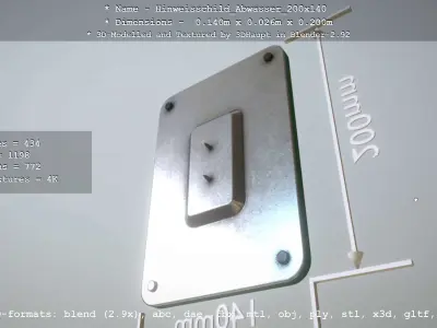 Hinweisschild Abwasser 200x140mm Low-poly 3D model