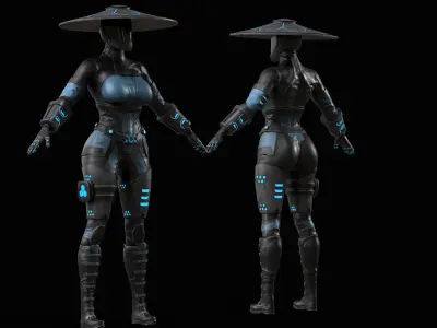 Sci-fi Samurai Low-poly 3D model