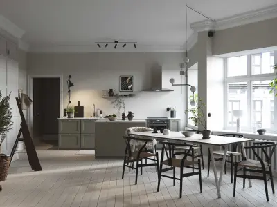 Nordic Living room  Realistic 3d scene 3D model